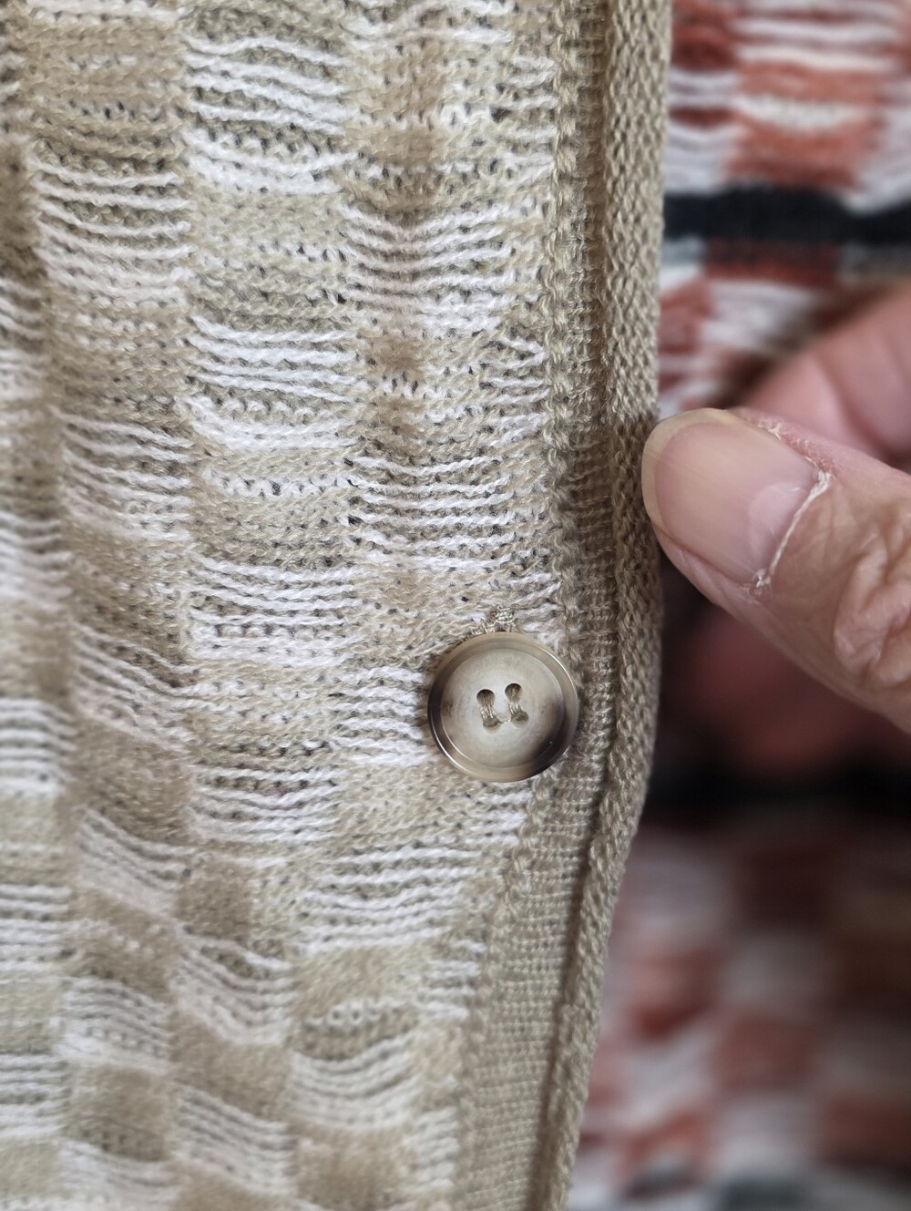 Gilded Intent XL Patchwork Checkered Knit Cardigan Sweater Rust Black Boho - Picture 8 of 16